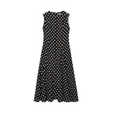 LIZAKOSHT - Polka Dot Printed Long Dress Women Summer O Neck Sleeveless Black Dress Elegant Maxi A-line New in Vestidos Spring Dress