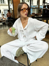 LIZAKOSHT - 2 Pcs Loungewear Women Outfits Long Sleeve Cardigan Wide Leg Pants Set Loose Summer Beach Set Casual Home Suit Sleepwear