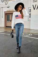 LIZAKOSHT  -  Fall Winter Sweater Women The American Flag Easter Independence Day New Year Top Pullover Jumper Jacket Long Sleeve 40927