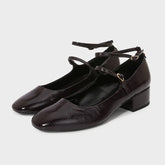 LIZAKOSHT - Chunky Heels Square Toe Women Mary Jane Shoes Elegant Ankle Strap Classic Retro Style Patent Leather Daily Office Lady Pumps