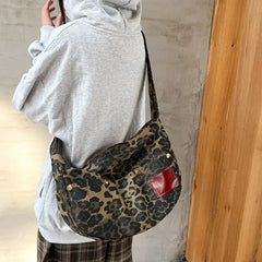 LIZAKOSHT - Large Capacity Leopard Hobo Bags Women Korea Style Cloth Shoulder Bags Lazy Style Canvas Leisure Or Travel Bags Shopper Packages