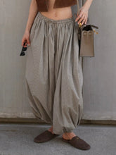LIZAKOSHT - Women's New Retro Brown Lantern Pants High Waist Trendy Loose Fit Plaid Spring Summer Fashion Trousers