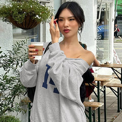 LIZAKOSHT - Y2K Graphic Tops Streetswear Women Fall Winter Clothes Sexy T Shirts Casual Blouses Fashion Sweatshirts Pullover Long Tops