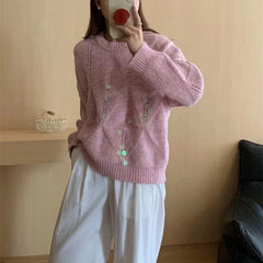LIZAKOSHT - Elegant Jacquard Sequins Sweater Fashion Solid Color Long Sleeve Knitted Pullover Winter New Women's O Collar Hollow Out Jumpers