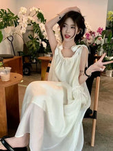 LIZAKOSHT - Summer Chiffon Bow Camis Dress Women Summer Irregular Sleeveless Midi Dress Loose Beach Vacation All Match A Line Vestidos
