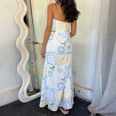 LIZAKOSHT - Beach Holiday Strapless Maxi Tube Dress Vintage Fruit Print Backless Swing Loose Dress Women Summer Boho Off Shoulder Long Dress
