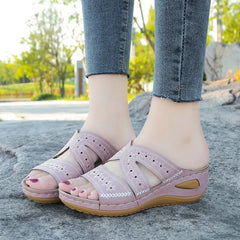LIZAKOSHT - Summer Women Wedge Premium Orthopedic Open Toe Sandals Vintage Anti-slip Leather Casual Female Platform Retro Women's Shoes