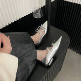 LIZAKOSHT - Pointed Toe Women Flats Loafers Black White Silver Wine red Fashion Dress Shoes Woman Flat Heeled Bow Design Slip On Party Shoes