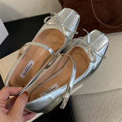 LIZAKOSHT  -  Fashion Mary Jane Shoes Women Square Toe Bow Sweet Shallow Dress Shoes Elegant Chunky Ballet Shoes Women Pumps Zapatos Mujer