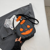 Halloween Pumpkin Crossbody Bag for Women Novelty Pumpkin Purse Halloween Devil Shoulder Bag Funny Crossbody Purse