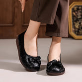 LIZAKOSHT - New Autumn Retro Mom Flats Floral Loafers Leather Ballet Flats Woman Non Slip Moccasins Ethnic Style Women's For Shoes