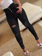 LIZAKOSHT - Y2K Womens High Waist Denim Pants Spring Autumn High Elasticity Slimming Piercing Small Leg Pants