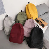 LIZAKOSHT - Solid Color Women Backpack Japanese School Bags For Teenager Girls Bookbag Simple Nylon Travel Backbag Ladies Student Bags