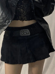 LIZAKOSHT - Low Waist Micro Skirts Y2K Streetwear Acubi Pockets Patchwork A-line Skirt E-girl Aesthetics Outfits Zipper