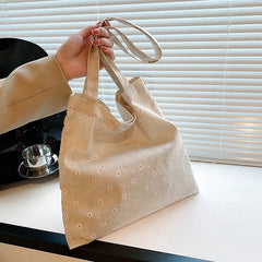 LIZAKOSHT - Linen Canvas Casual Female Tote Shoulder Bag Side Bag for Ladies Print Reusable Shopping Bags Handbag Eco Grocery