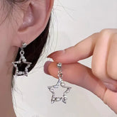 Lizakosht Korean Fashion Pearl Crystal Hollow Star Drop Hanging Earrings for Women Geometric Pendants Female Jewelry Party Birthday Gift