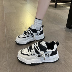 LIZAKOSHT - Autumn New Flat Bottom Women's Sports Shoes Women Tennis Casual Vulcanize Black Fashion Harajuku Female Platform Sneakers