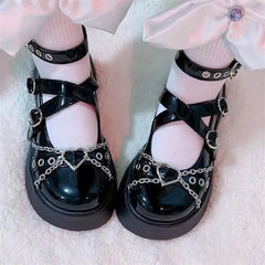 LIZAKOSHT - Original Lolita Shoes Women Spicy Girls Thick Soled Brother Shoes Special Style Round Headed Girl Lolita Leather Shoes