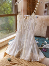LIZAKOSHT - Sexy Mesh Ultra-thin Pajamas for Women's Sleepwear See Through Lace Front Open Suspender Transparent Nightdress Set with Panties