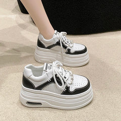 LIZAKOSHT - Sports Shoes Lady Clogs Platform Casual Female Sneakers Crystal Autumn Basket Creepers New Small Rhinestone Fall Leisure