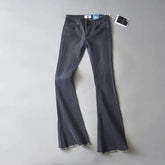 LIZAKOSHT - Vintage Low Waist Flare Jeans Blue Black Women Denim Pants High Street Bell Bottom Skinny Long Trousers