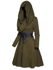 LIZAKOSHT - Multi-way Long Sleeve Knit Robe For Female Mini Contrast Knitted Dress With Belt Spring Winter New Fashion