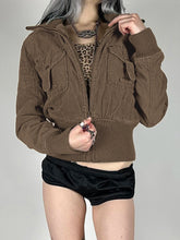 LIZAKOSHT - Corduroy Cropped Jacket Y2K Vintage Women'S Sweatshirt Autumn Casual Long Sleeve Turn-down collar Zip Up Coats Female