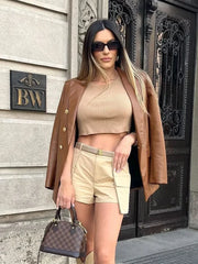 LIZAKOSHT Autumn Faux Leather Blazer Jacket Women Vintage Black Long PU Jacket Coat Female Winter Clothes Women New