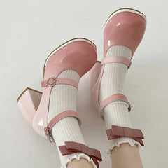 LIZAKOSHT - AUTUMN Women Gradient Color Pumps Mary Jane Lolita Lady Chunky Heel Platfrom Shallow Sandals Female Round Toe Dress Shoes