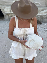 LIZAKOSHT - White Summer Ladies Sleepwear Suit Strap Pajamas Square Collar Nightie Lace Up Nightgowns Shorts Casual Nightwear Set