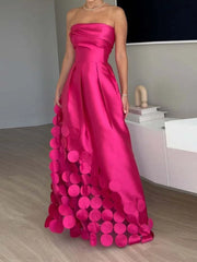 LIZAKOSHT - Sleeveless Chic Simple Fashion Maxi Dress, Women Summer Strapless Elegant Solid Party Dress, New Backless Patchwork Ladies Dress