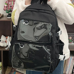 LIZAKOSHT - Japanese Ins Transparent Casual Backpacks Women Students Simple Fashion Schoolbags Y2k Aesthetic Jk Girls High-capacity Ita Bags