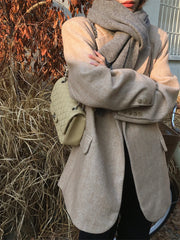 LIZAKOSHT - Work Wear Vintage Blazers Women Chic Slim New Autumn Elegant Office Lady High Street Loose Daily Wool Clothe