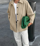 LIZAKOSHT - Autumn/Winter New Fashionable Loose Medium length Women's Windbreaker Coat French Commuter Khaki Turn-down Collar Work Jacket