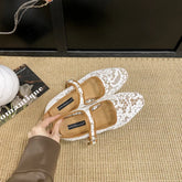 LIZAKOSHT  -  NEW Lace Women Mary Jane Shoes Fashion Shallow Buckle Comfort Soft Female Street Style Breathable Mesh Flats Sandals 