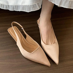 LIZAKOSHT - Summer New Brand Women Sandal Fashion Pointed Toe Sahllow Slip On Ladies Elegant Slingback Shoes Thin High Pumps New Woman