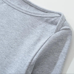 LIZAKOSHT - 4 colors Summer Plain Color Slash Collar Jersey 3/4 Flare Sleeve Tee Women Skinny Slim fit Base Short T-shirts Crop Top Gray