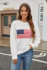 LIZAKOSHT  -  Fall Winter Sweater Women The American Flag Easter Independence Day New Year Top Pullover Jumper Jacket Long Sleeve 40927