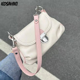 LIZAKOSHT - Fashion Sweet Women Simple Crossbody Bags Vintage Y2k Aesthetic Casual Shoulder Bag Soft Leather All Match Handbag Korean Trendy