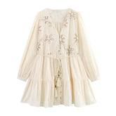 LIZAKOSHT - Y2K Floral Mini Dress for Women Spring Elegant Party Dress Long Sleeve Short Vestidos Fashion Casual Retro Style