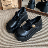 LIZAKOSHT  -  Autumn Vintage Platform Women Mary Jane Shoes  Fashion Outdoor Stripper Shoes Ladies Thick High Heels jk Leather Pumps