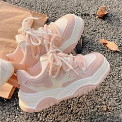 LIZAKOSHT - Pink Platform Sneakers Women Vulcanize Shoes Sports Casual Kawaii Tennis Female Korean Fashion Footwear Spring Summer