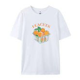LIZAKOSHT - Vintage Peaches Printed Graphic Tees Women Cute Aesthetic T-Shirts Short Sleeve Retro Grunge Tops Clothes Y2k Oversized T Shirt