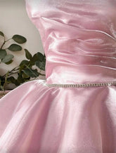 LIZAKOSHT - Princess Short Organza Evening Dresses Tiered Sleeveless A-Line Mini Prom Dresses One Shoulder Party Gowns