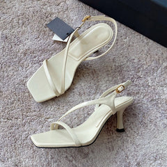 LIZAKOSHT - Summer Party Sandals Women England Style Office Lady Fashion Simple High Heel Shoes Women Sandals