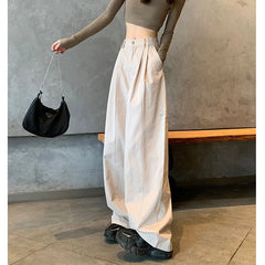 LIZAKOSHT - Women Clothing Vintage Streetwear Y2K Oversized Wide Leg Cargo Pants Female Casual Solid High Waist Straight Trousers Pantalones