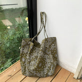 LIZAKOSHT - Fashion Student Canvas Bag Large Capacity Handbag Retro Cashew Flower Shoulder Bag Casual Tote For Woman