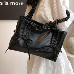 LIZAKOSHT - Trendy Bow Design Large Tote Handbags and Purses Women Shoulder Bags New Vegan Leather Ladies Travel Shopping Bag High Quality
