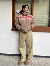 LIZAKOSHT - Women's Plaid Parka Jacket Harajuku Overcoat Warm Long Sleeve Coat Korean Turtleneck Padded Jacket Vintage Winter 2000s Clothes