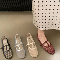 LIZAKOSHT  -  Summer New Women Flat Shoes Fashion Mesh Round Toe Ladies Casual Loafer Shoes Soft Flat Heel Dress Boat Shoes New Woman